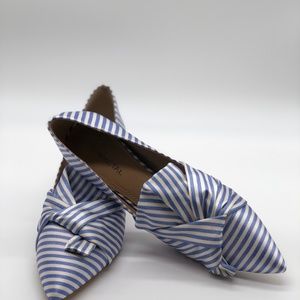 Gunmetal Blue and White Striped Heels